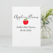 Apple in bloom baby shower red apple name date  einladung (Stehend Vorderseite)