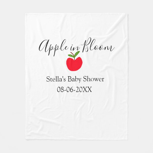 Apple in bloom baby shower red apple name date fleecedecke (Vorderseite)