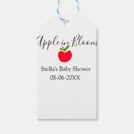 Apple in bloom baby shower red apple name date  geschenkanhänger