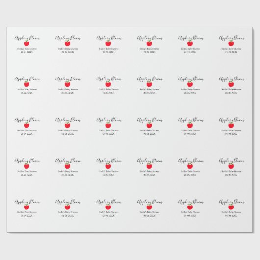 Apple in bloom baby shower red apple name date  geschenkpapier (Flach)