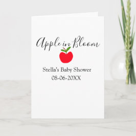 Apple in bloom baby shower red apple name date  karte