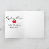 Apple in bloom baby shower red apple name date  karte (Innenseite)
