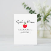 Apple in bloom baby shower red apple name date postkarte (Stehend Vorderseite)