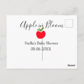 Apple in bloom baby shower red apple name date  postkarte (Rückseite)