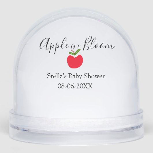 Apple in bloom baby shower red apple name date  schneekugeln (Vorderseite)