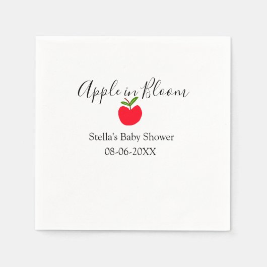 Apple in bloom baby shower red apple name date  serviette (Vorderseite)