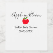 Apple in bloom baby shower red apple name date weinetikett (Einzelnes Label)