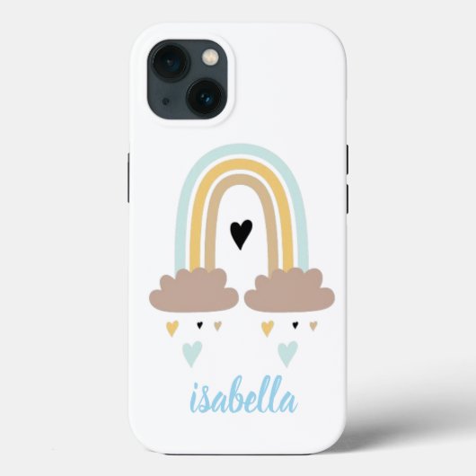 Apple iPhone 13 Hülle - Regenbogen Herzförmiger Re (Rückseite)