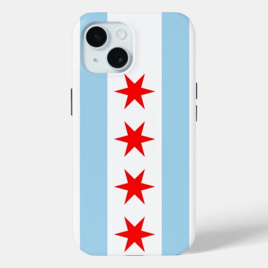 Apple iPhone 15 Case-Mate mit Chicagoer Flagge Hülle (Rückseite)