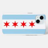 Apple iPhone 15 Case-Mate mit Chicagoer Flagge Hülle (Rückseite (Horizontal))