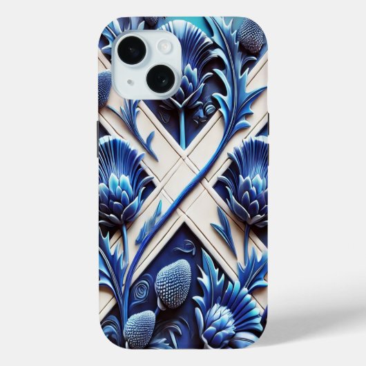 Apple iPhone 15 Case-Mate mit schottischen Disteln Hülle (Rückseite)