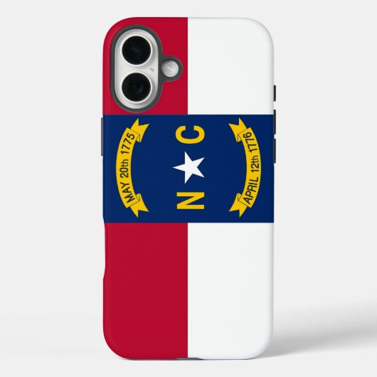 Apple iPhone 16 Plus Case-Mate North Carolina Flag Hülle (Rückseite)