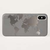 Apple iPhone X Case World Map Business Travel Gray (Rückseite (Horizontal))