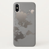 Apple iPhone X Case World Map Business Travel Gray (Rückseite)