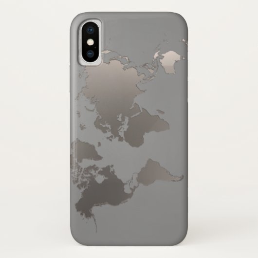 Apple iPhone X Case World Map Business Travel Gray (Rückseite)