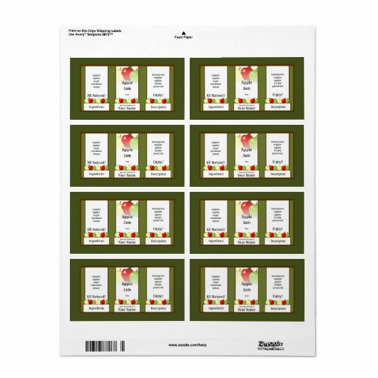 Apple Jam Canning Jar Label (Vorne)