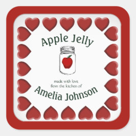 Apple Jam Made with Liebe Custom Quadratischer Aufkleber
