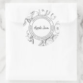 Apple Jam Sketch Modernes Label Runder Aufkleber (Tasche)