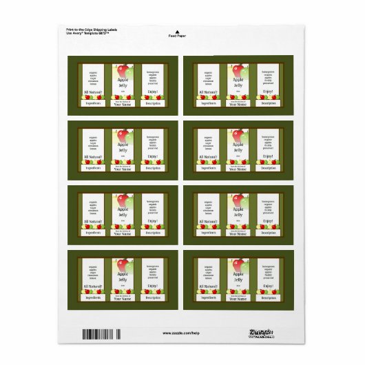 Apple Jelly Canning Jar Label (Vorne)