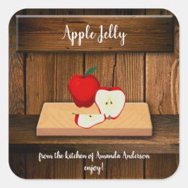Apple Jelly Sq Canning Label Quadratischer Aufkleber