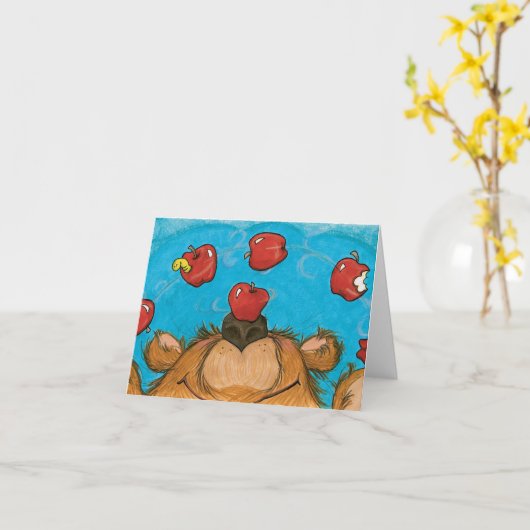 Apple Juggling Bear / Note Card Karte (Gelbe Blume)