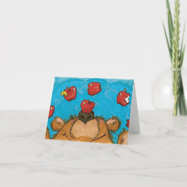 Apple Juggling Bear / Note Card Karte