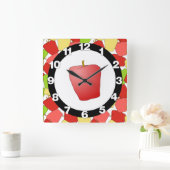 Apple Jumble Muster Quadratische Wanduhr (Zuhause)
