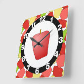 Apple Jumble Muster Quadratische Wanduhr (Winkel)