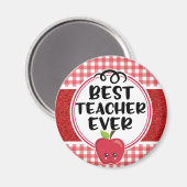 Apple Kariert Teacher Bewertung Bester Lehrer je Magnet (Vorderseite/Rückseite)