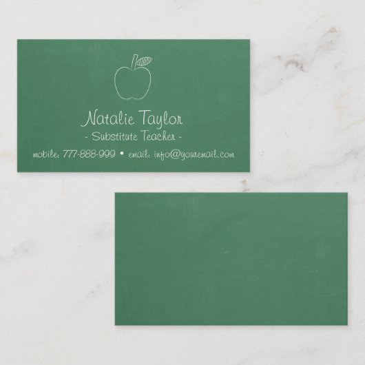 Apple kritzeln grünen Tafel-Vertretungslehrer Visitenkarte (Vorne/Hinten)