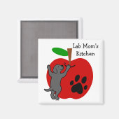 Apple-Kühlschrankmagnet der Black Lab-Mama Magnet (Vorderseite/Rückseite)