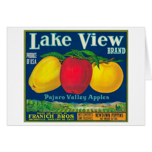Apple-Label für Lake View - Watsonville, CA (Vorderseite (Horizontal))