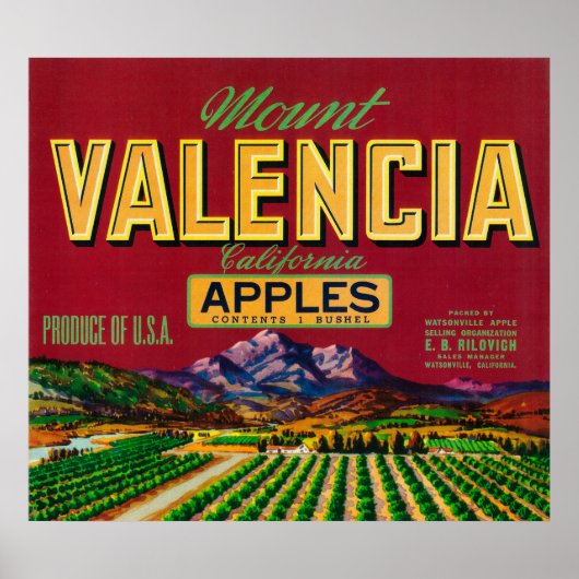 Apple Label Mount Valencia - Watsonville, CA Poster (Vorne)