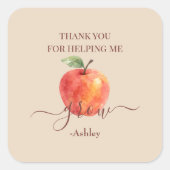 Apple-Lehrer für Wasserfarbe - Danke, Geschenke - Quadratischer Aufkleber (Vorderseite)