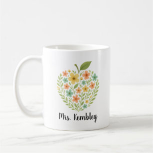 Apple-Lehrer-Tasse Personalisierte Florale Apple i Kaffeetasse