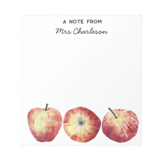 Apple Lehrer Wertschätzung Personalisiert Notizblock (Vorderseite)