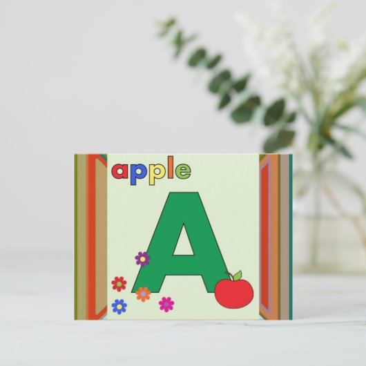 Apple Letter A Postkarte (Stehend Vorderseite)