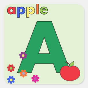 Apple Letter A Quadratischer Aufkleber