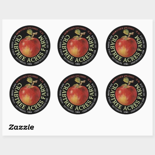 APPLE LOGO Farm Orchard Business Applesauce Klasse Runder Aufkleber (Blatt)