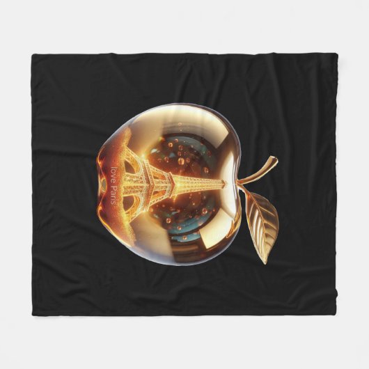 Apple Love Paris Fleecedecke (Vorderseite (Horizontal))