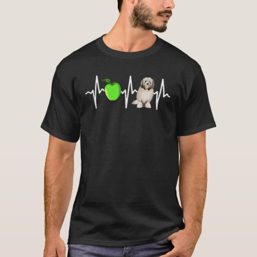 Apple Lowchen Heartbeat Dog T-Shirt (Vorderseite)