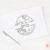 Apple-Marke für Schwarz-Weiß-Sketch Runder Aufkleber (Umschlag)