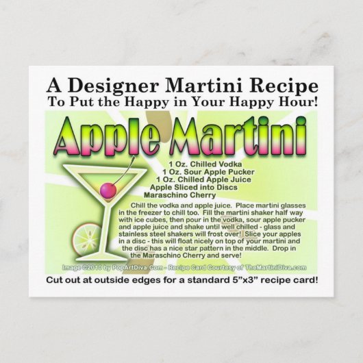 Apple Martini (Appletini) Rezept Postkarte (Vorderseite)