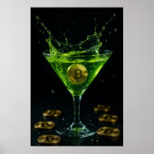 Apple Martini Glas mit schwimmender Bitcoin Art Poster (Vorne)