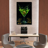 Apple Martini Glas mit schwimmender Bitcoin Art Poster