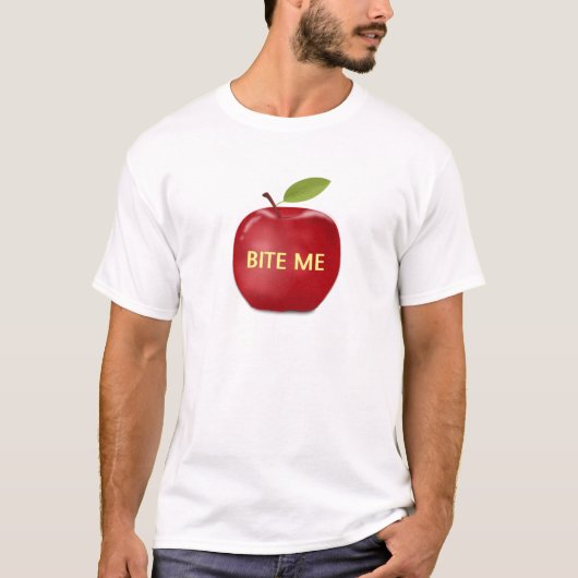Apple mit bearbeitbarem Bite-mir-Text T-Shirt (Vorderseite)