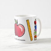Apple mit Buch-Stapel addieren Namen Kaffeetasse (VorderseiteRechts)