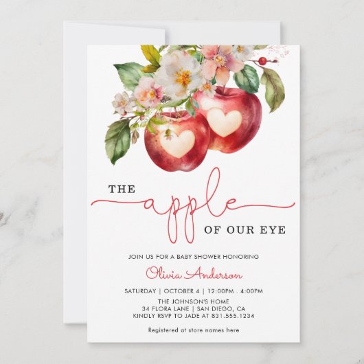 Apple my eye Baby Shower Einladung (Vorderseite)