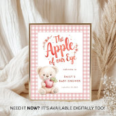 Apple of Eye Bear Pink Gingham Welcome Baby Dusche Poster
