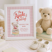 Apple of Eye Books for Baby Gingham Baby Shower Poster
